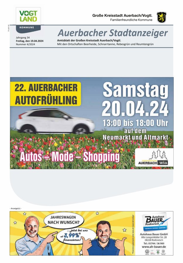 Auerbacher Stadtanzeiger Titelblatt 04/2024