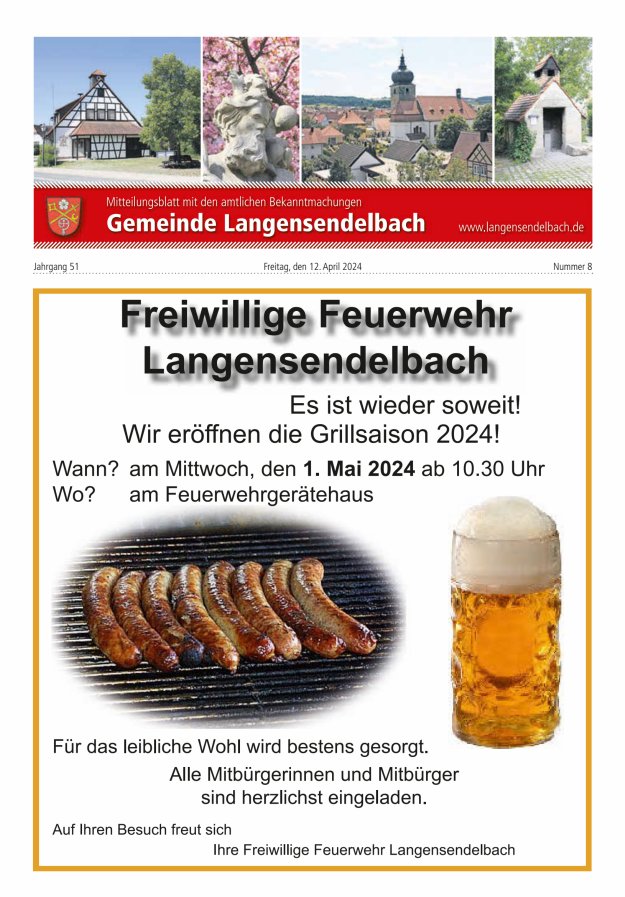 Mitteilungsblatt - Gemeinde Langensendelbach Titelblatt 08/2024