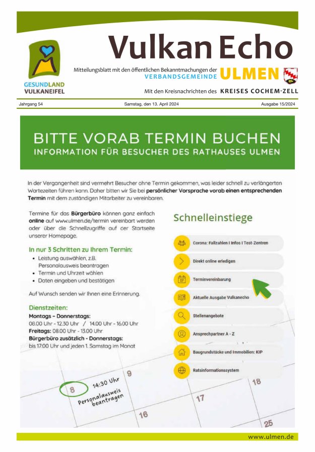 Vulkan Echo VG Ulmen Titelblatt 15/2024
