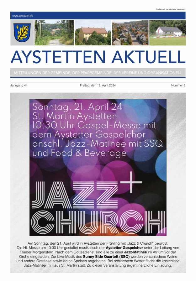 Aystetten Aktuell Wir über uns Titelblatt 08/2024