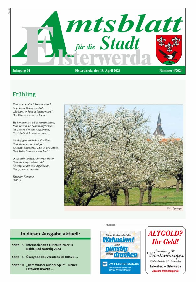 Amtsblatt für die Stadt Elsterwerda Titelblatt 04/2024
