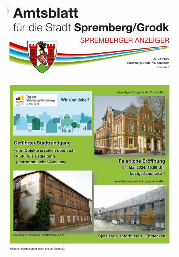 Amtsblatt für die Stadt Spremberg/Grodk – Spremberger Anzeiger Titelblatt 05/2024