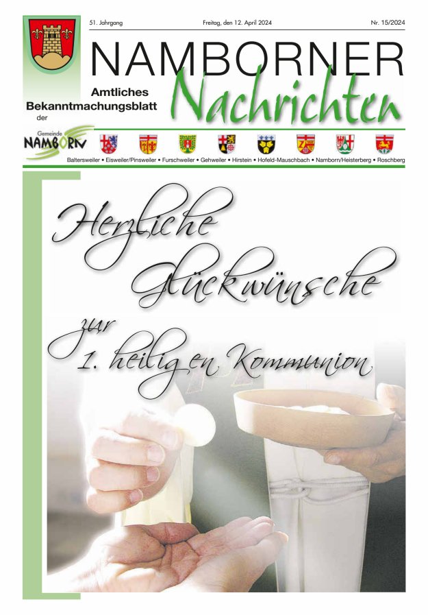 Namborner Nachrichten Titelblatt 15/2024