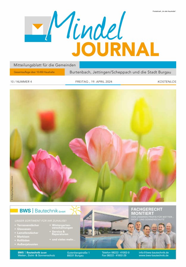 Mindeljournal Freies Blatt für Burgau Burtenbach Jettingen-Scheppach Titelblatt 04/2024