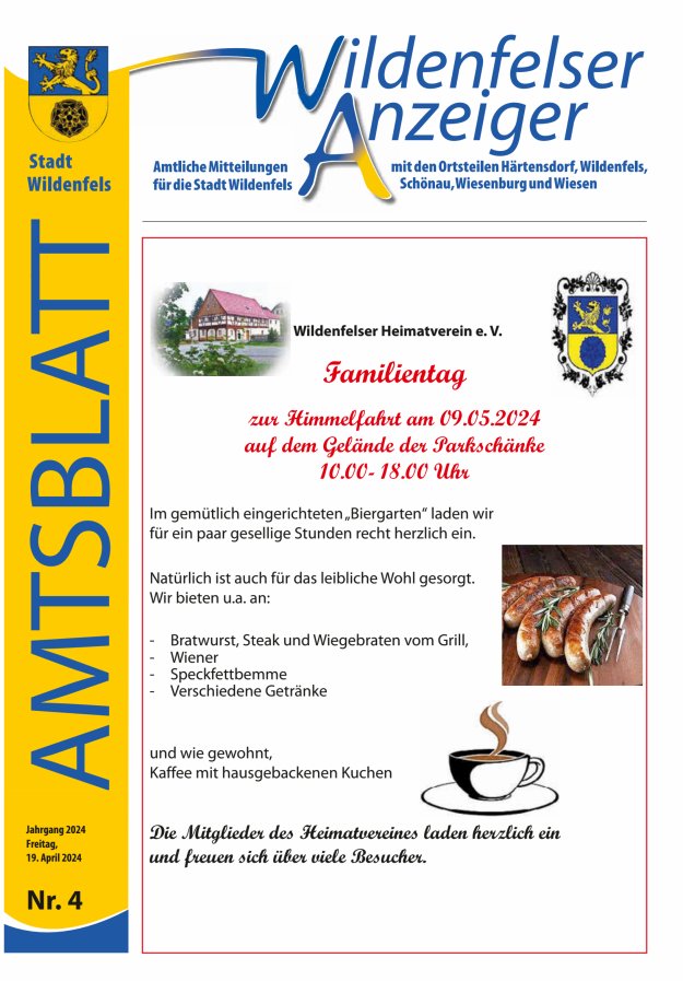 Wildenfelser Anzeiger Titelblatt 04/2024