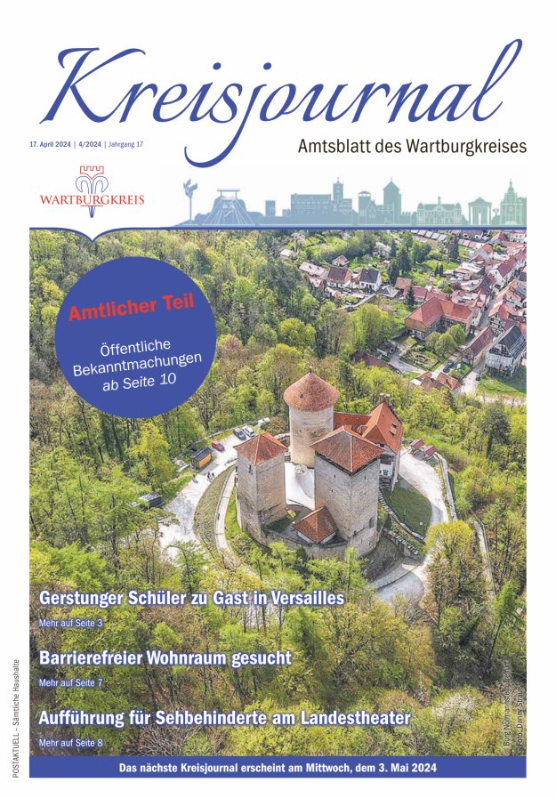 Kreisjournal - Amtliches Veröffentlichungsblatt des Wartburgkreises Titelblatt 04/2024