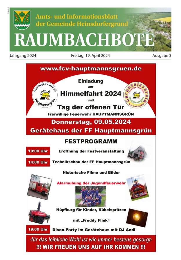 Raumbachbote – Amt- und Informationsblatt der Gemeinde Heinsdorfergrund Titelblatt 03/2024