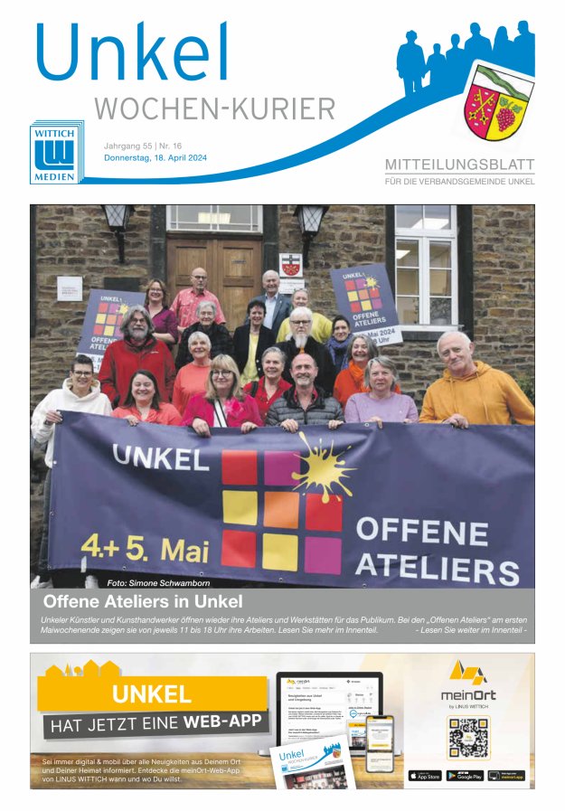 Wochen-Kurier Verbandsgemeinde Unkel Titelblatt 16/2024