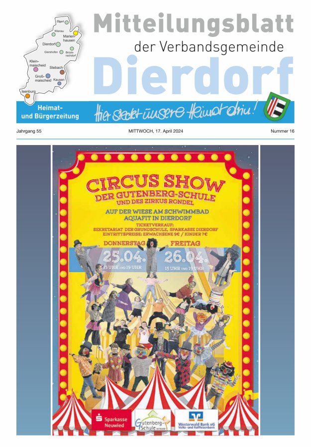 Mitteilungsblatt der Verbandsgemeinde Dierdorf Titelblatt 16/2024