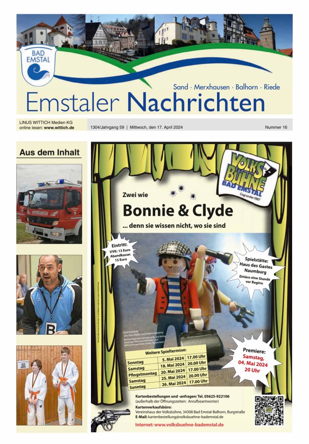 Emstaler Nachrichten Titelblatt 16/2024
