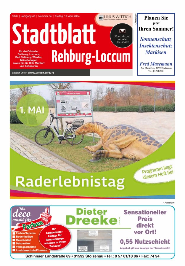 Stadtblatt Rehburg-Loccum Titelblatt 04/2024