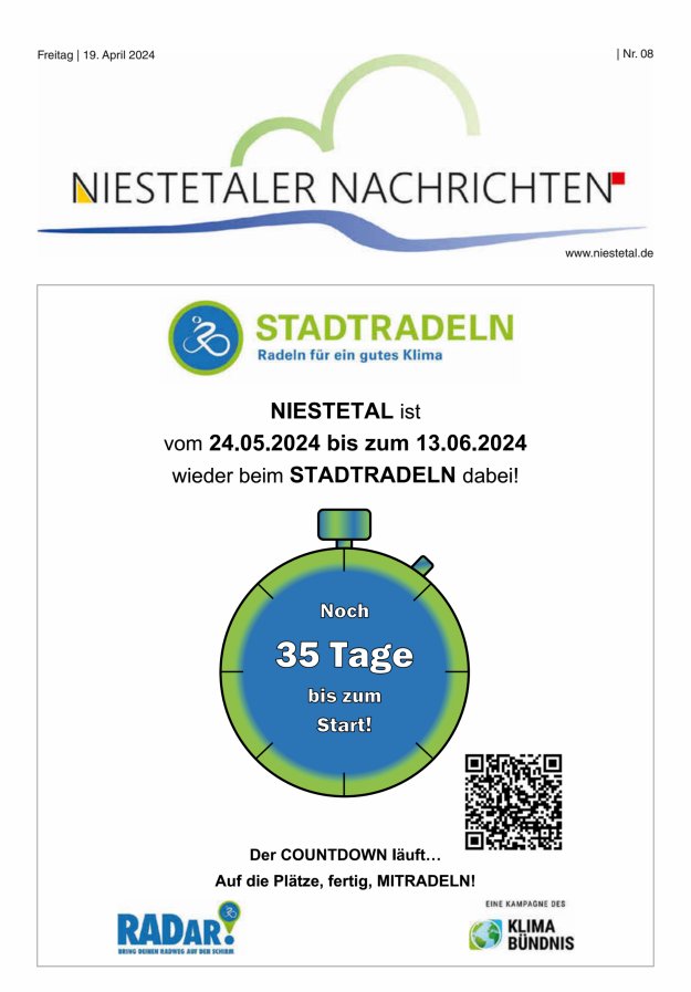 Niestetaler Nachrichten Titelblatt 08/2024