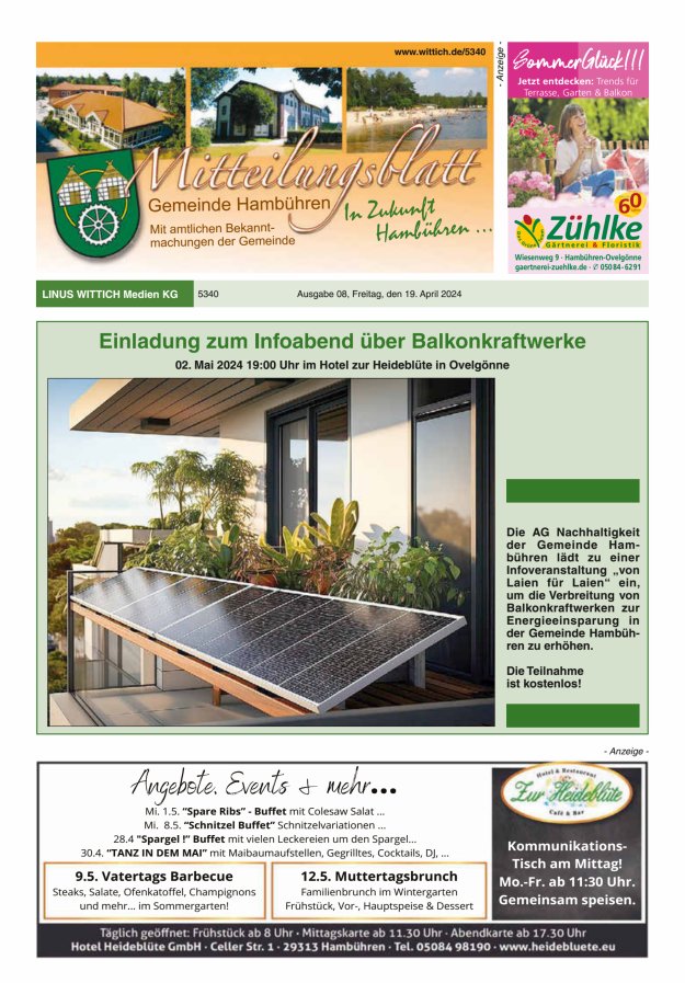 Mitteilungsblatt der Gemeinde Hambühren Titelblatt 08/2024