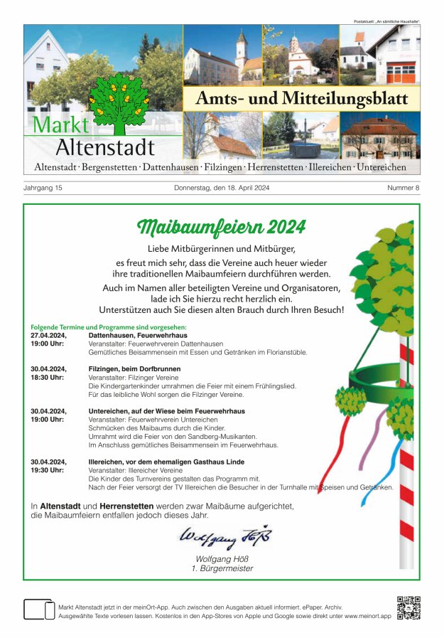 Amts- und Mitteilungsblatt des Marktes Altenstadt Titelblatt 08/2024
