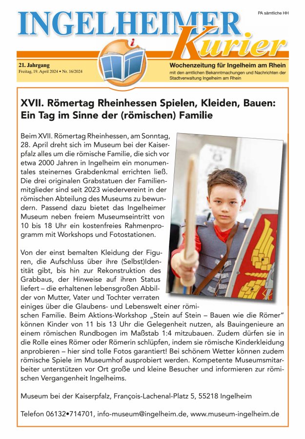 Ingelheimer Kurier Titelblatt 16/2024