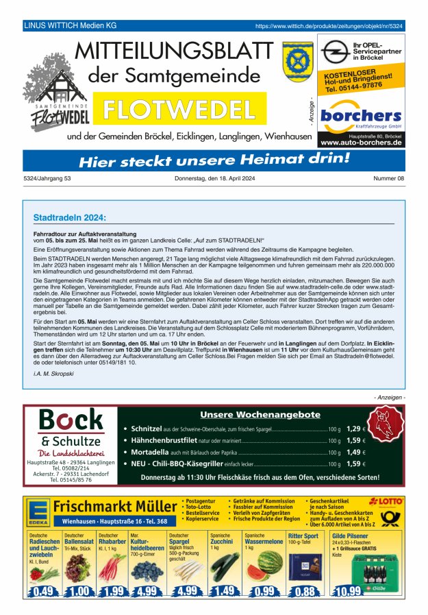 Mitteilungsblatt der Samtgemeinde Flotwedel Titelblatt 08/2024