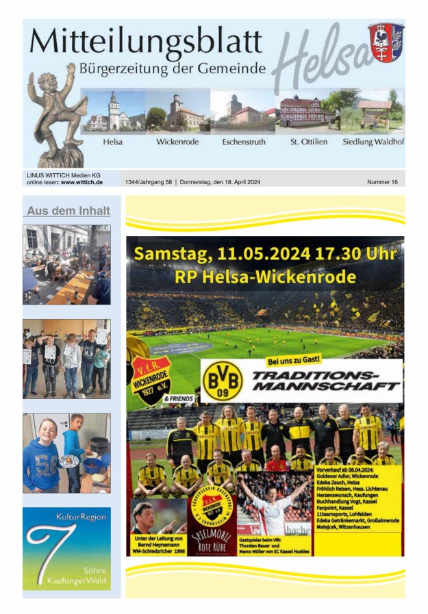 Mitteilungsblatt Helsa Titelblatt 16/2024