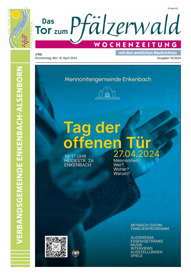 Das Tor zum Pfälzer Wald - VG Enkenbach-Alsenborn Titelblatt 16/2024