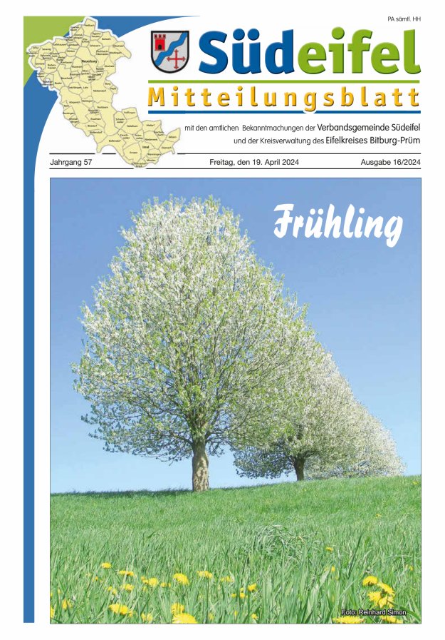 Mitteilungsblatt Südeifel Titelblatt 16/2024