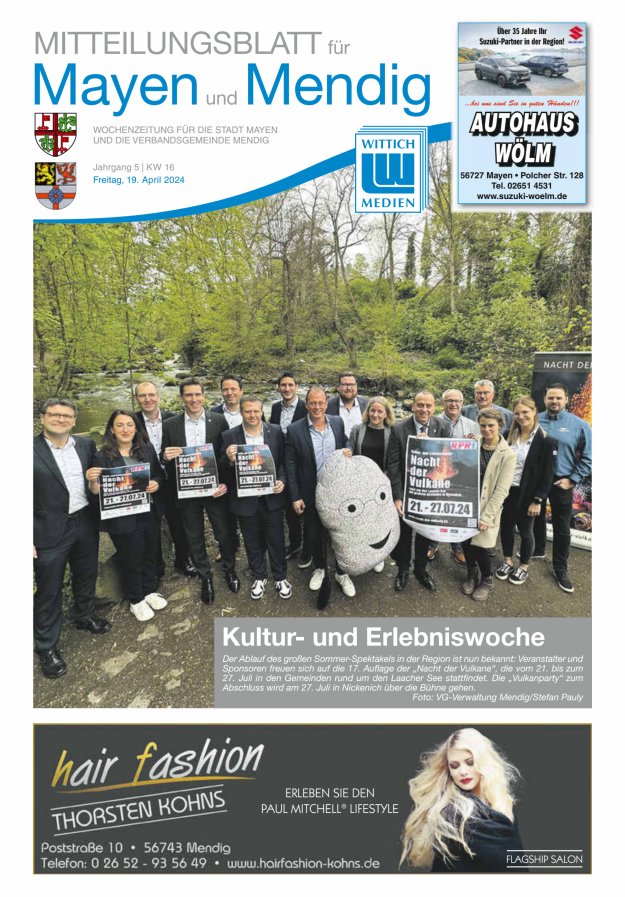 Mitteilungsblatt für Mayen und Mendig Titelblatt 16/2024
