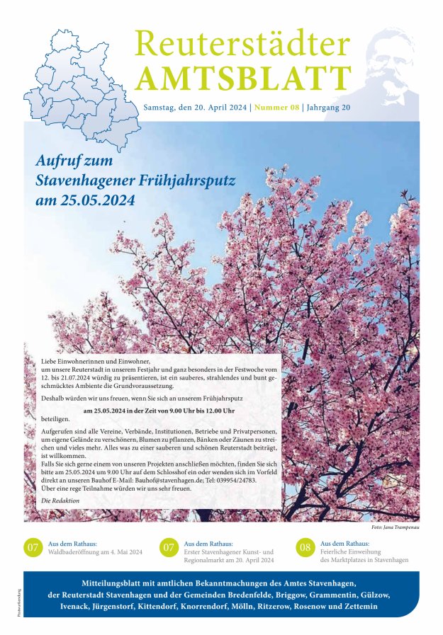 Reuterstädter Amtsblatt Titelblatt 08/2024