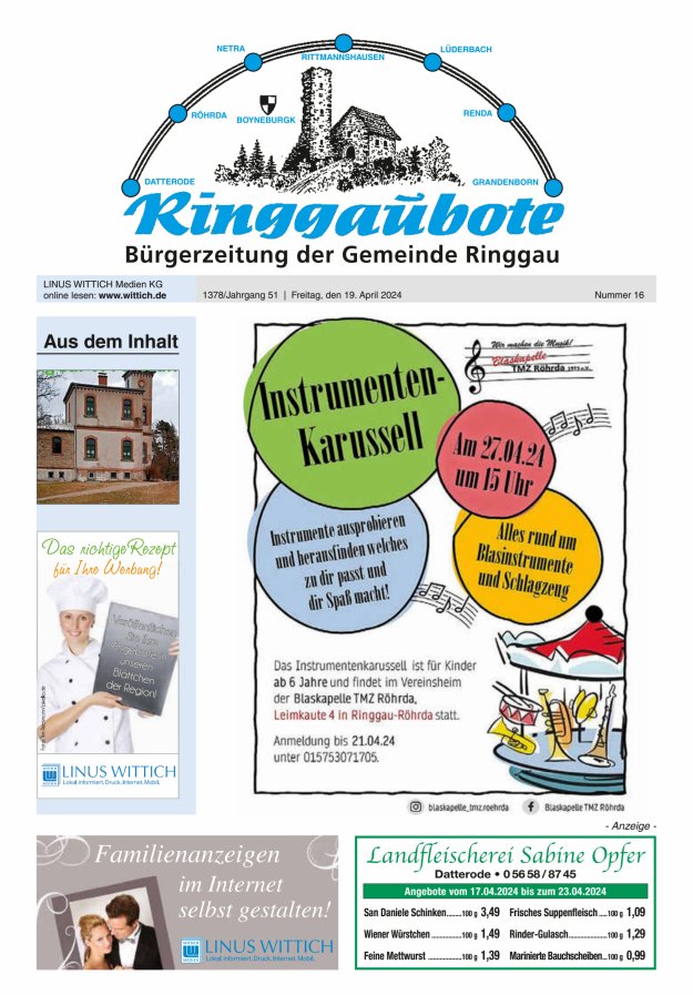 Ringgaubote Titelblatt 16/2024