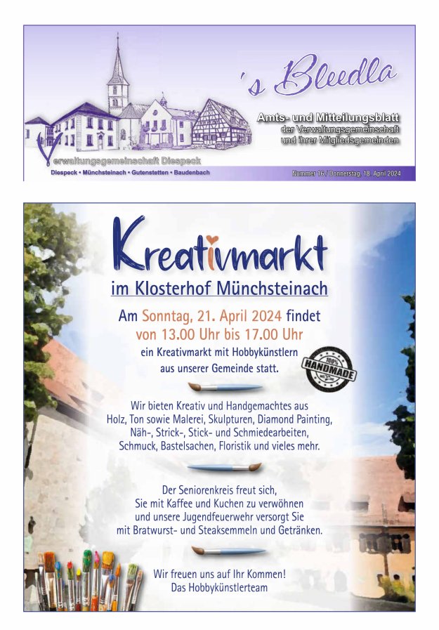 Amts- und Mitteilungsblatt VGem Diespeck Titelblatt 16/2024