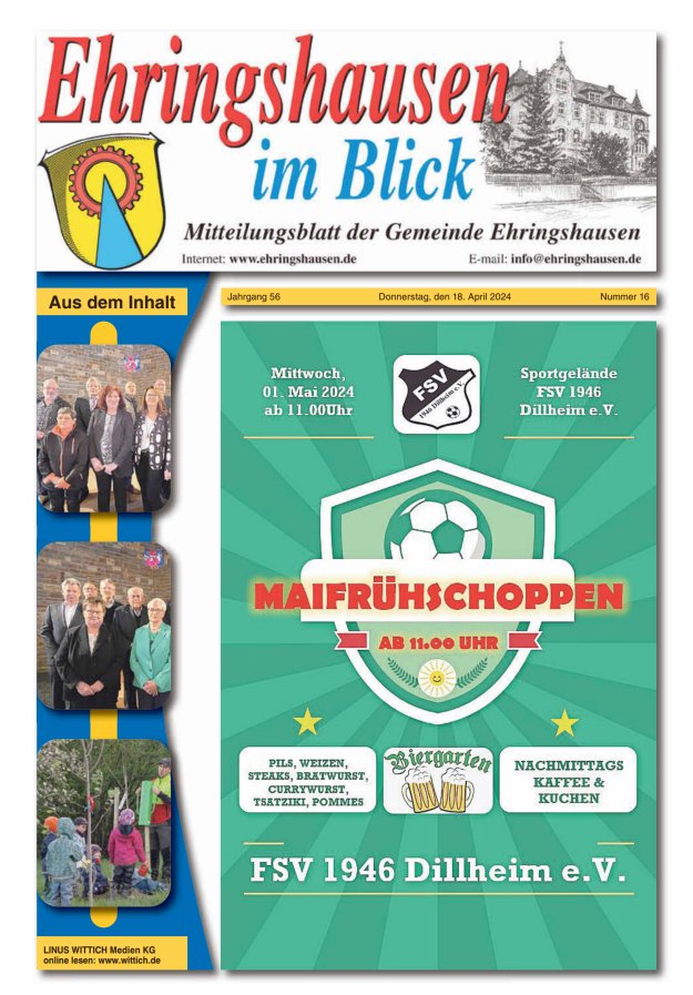 Mitteilungsblatt der Gemeinde Ehringshausen Titelblatt 16/2024