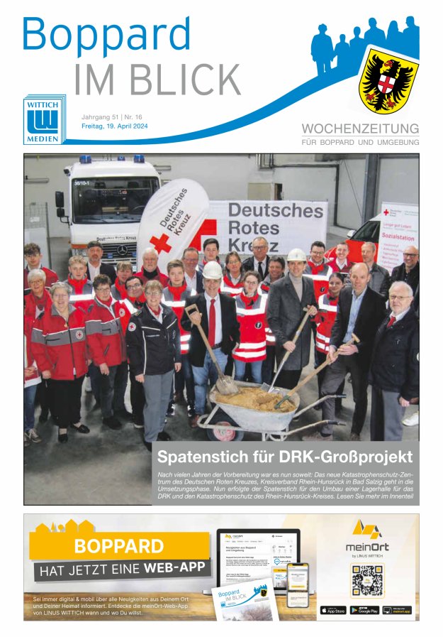 Boppard im Blick - Heimatzeitung für die Stadt Boppard Titelblatt 16/2024