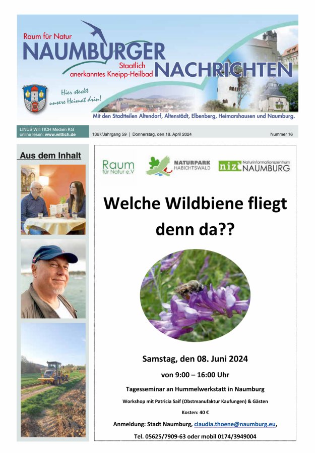 Naumburger Nachrichten Titelblatt 16/2024