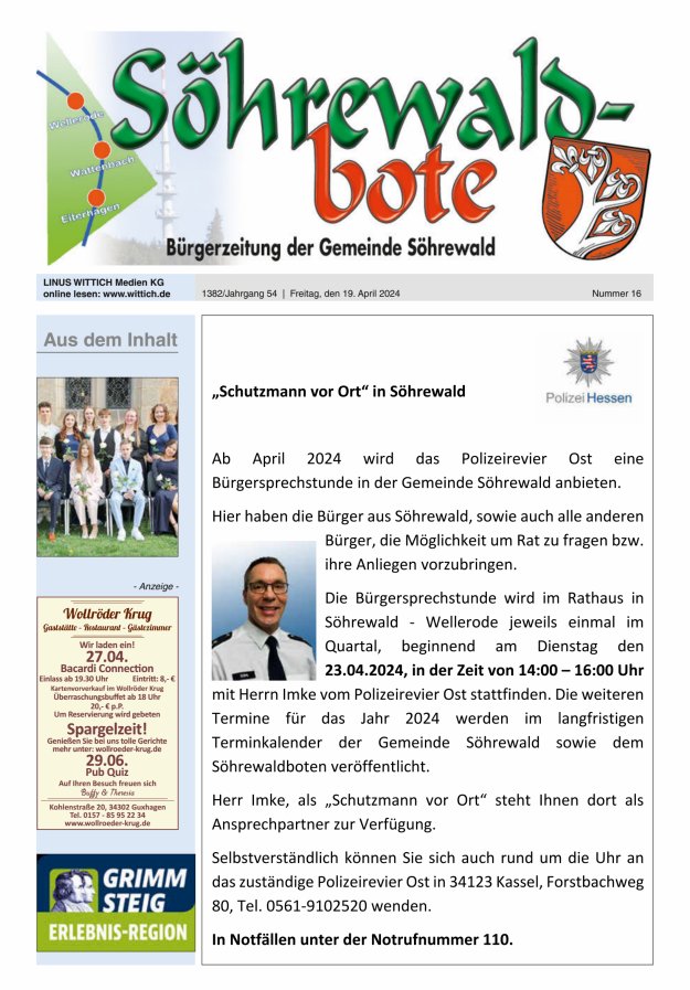 Söhrewaldbote Titelblatt 16/2024