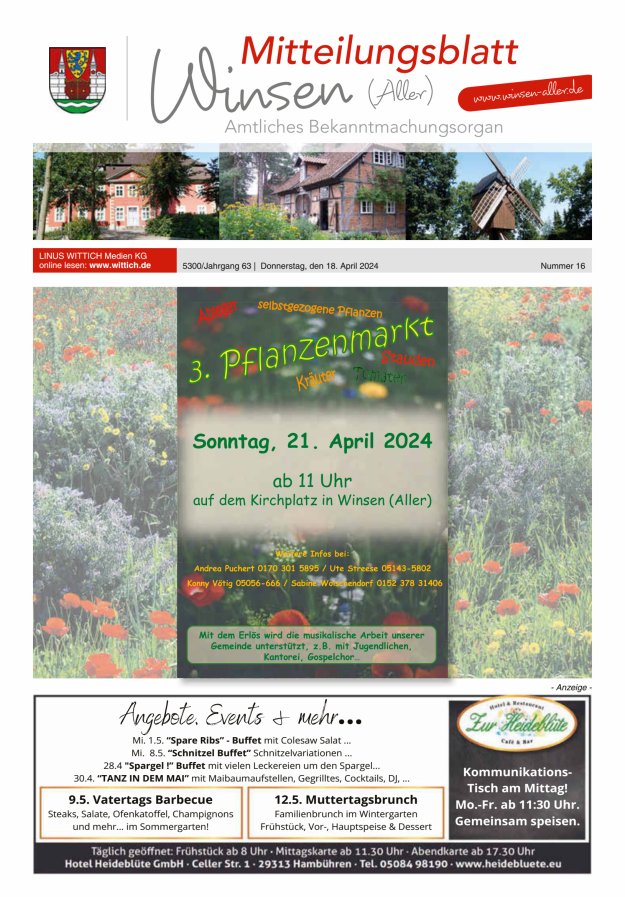 Mitteilungsblatt der Gemeinde Winsen Titelblatt 16/2024