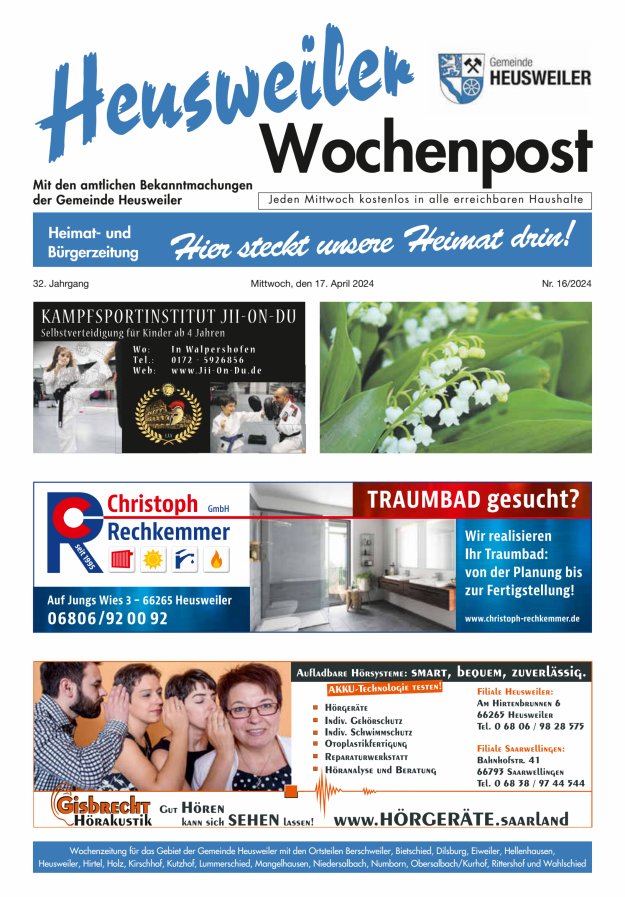 Heusweiler Wochenpost Titelblatt 16/2024