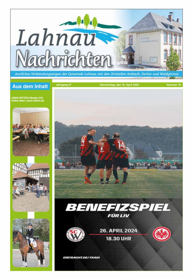 Lahnau Nachrichten Titelblatt 16/2024