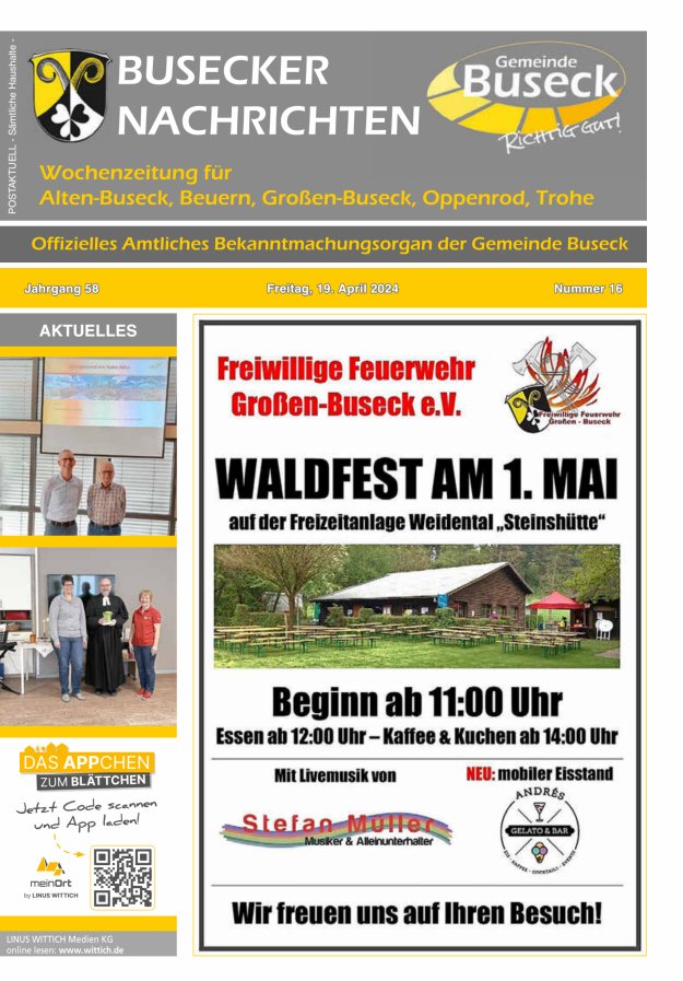 Busecker Nachrichten Titelblatt 16/2024