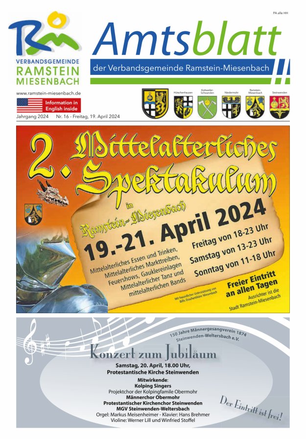 Amtsblatt VG Ramstein-Miesenbach Titelblatt 16/2024
