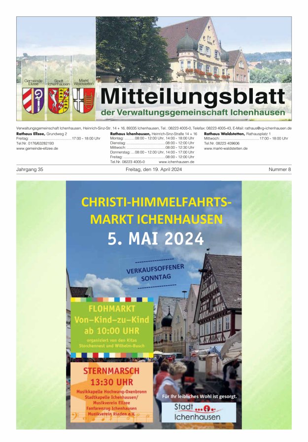 Mitteilungsblatt der Verwaltungsgemeinschaft Ichenhausen Titelblatt 08/2024