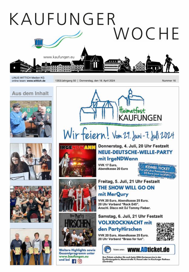 Kaufunger Woche Titelblatt 16/2024