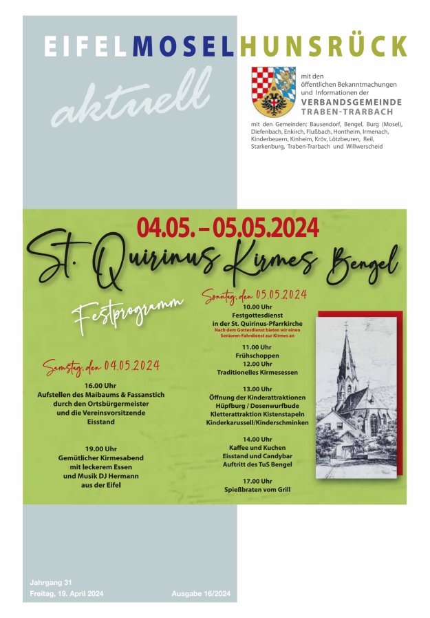 Eifel-Mosel-Hunsrück aktuell VG Traben-Trarbach Titelblatt 16/2024