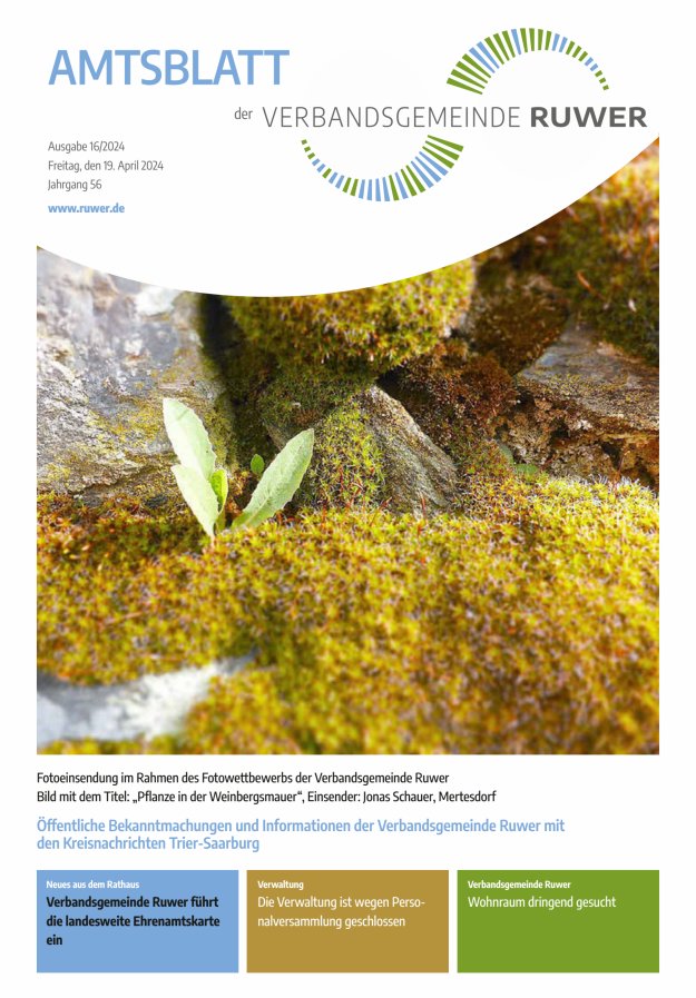 Amtsblatt VG Ruwer Titelblatt 16/2024