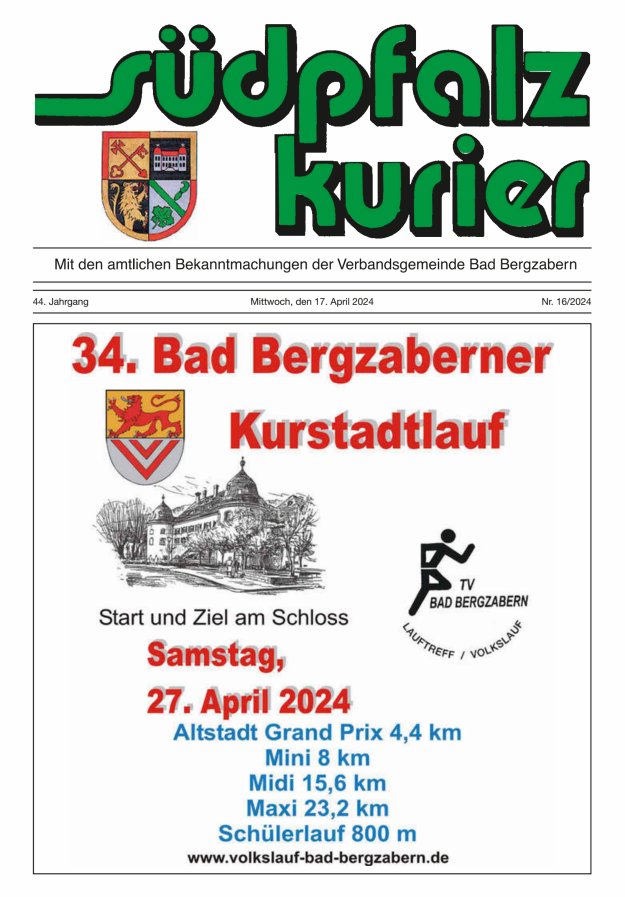 Südpfalz Kurier - VG Bad Bergzabern Titelblatt 16/2024