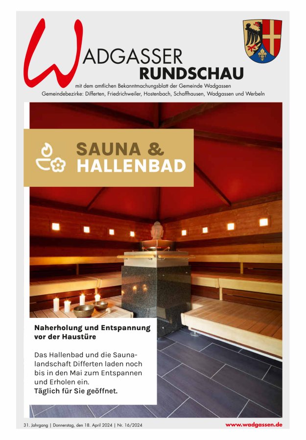 Wadgasser Rundschau Titelblatt 16/2024