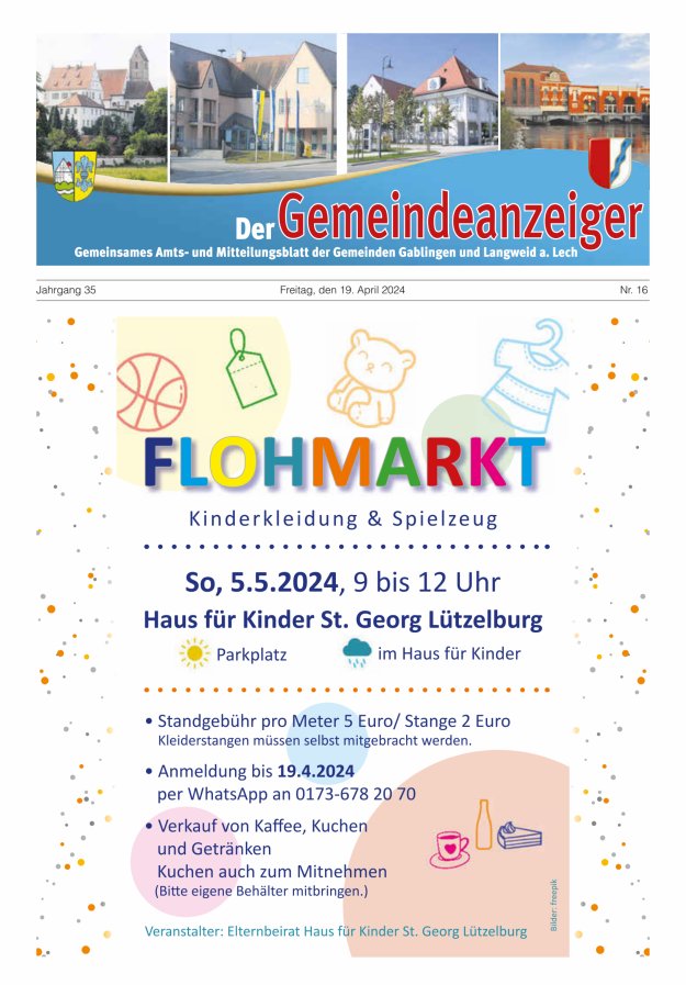 Der Gemeindeanzeiger - Gablingen Langweid Titelblatt 16/2024