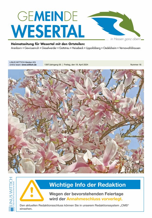 Wesertal Titelblatt 16/2024