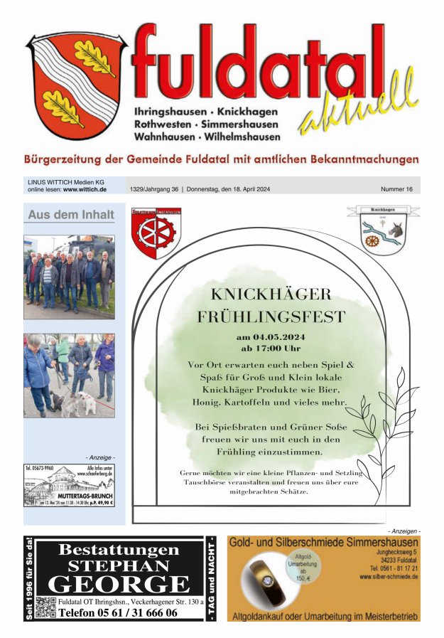 Fuldatal aktuell Titelblatt 16/2024
