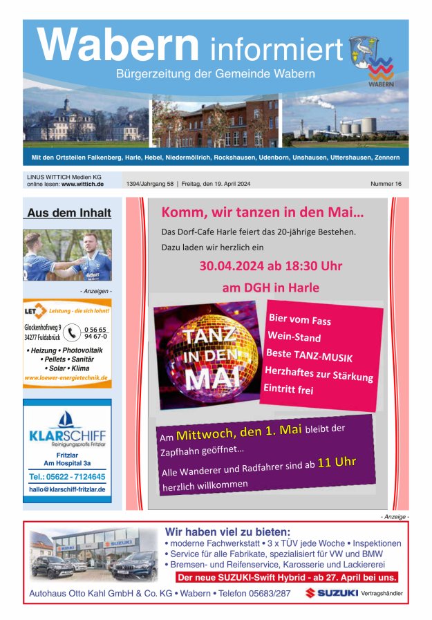 Wabern informiert Titelblatt 16/2024