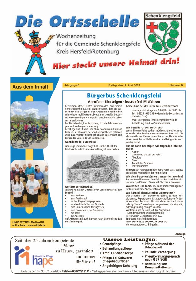 Die Ortsschelle Titelblatt 16/2024
