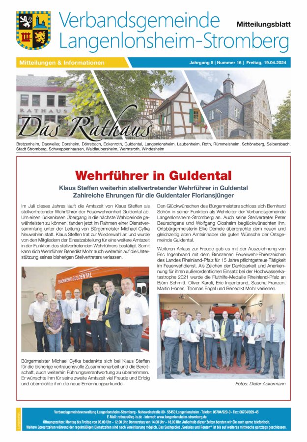 Das Rathaus - MTB d VG Langenlonsheim-Stromberg Titelblatt 16/2024