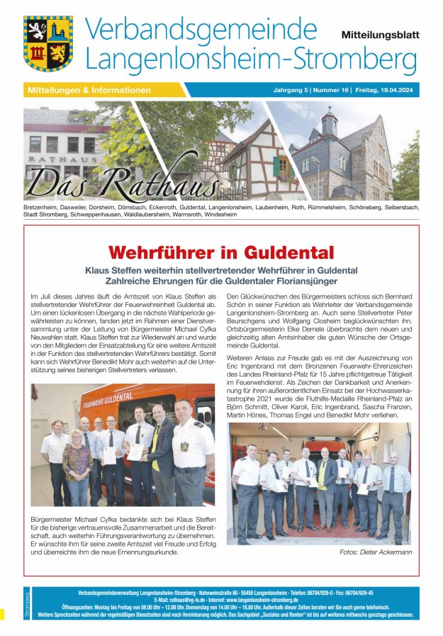 Das Rathaus - MTB d VG Langenlonsheim-Stromberg  Titelblatt 16/2024