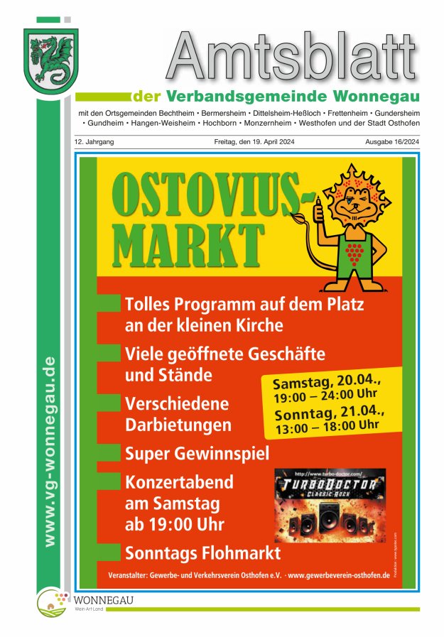 Amtsblatt VG Wonnegau Titelblatt 16/2024